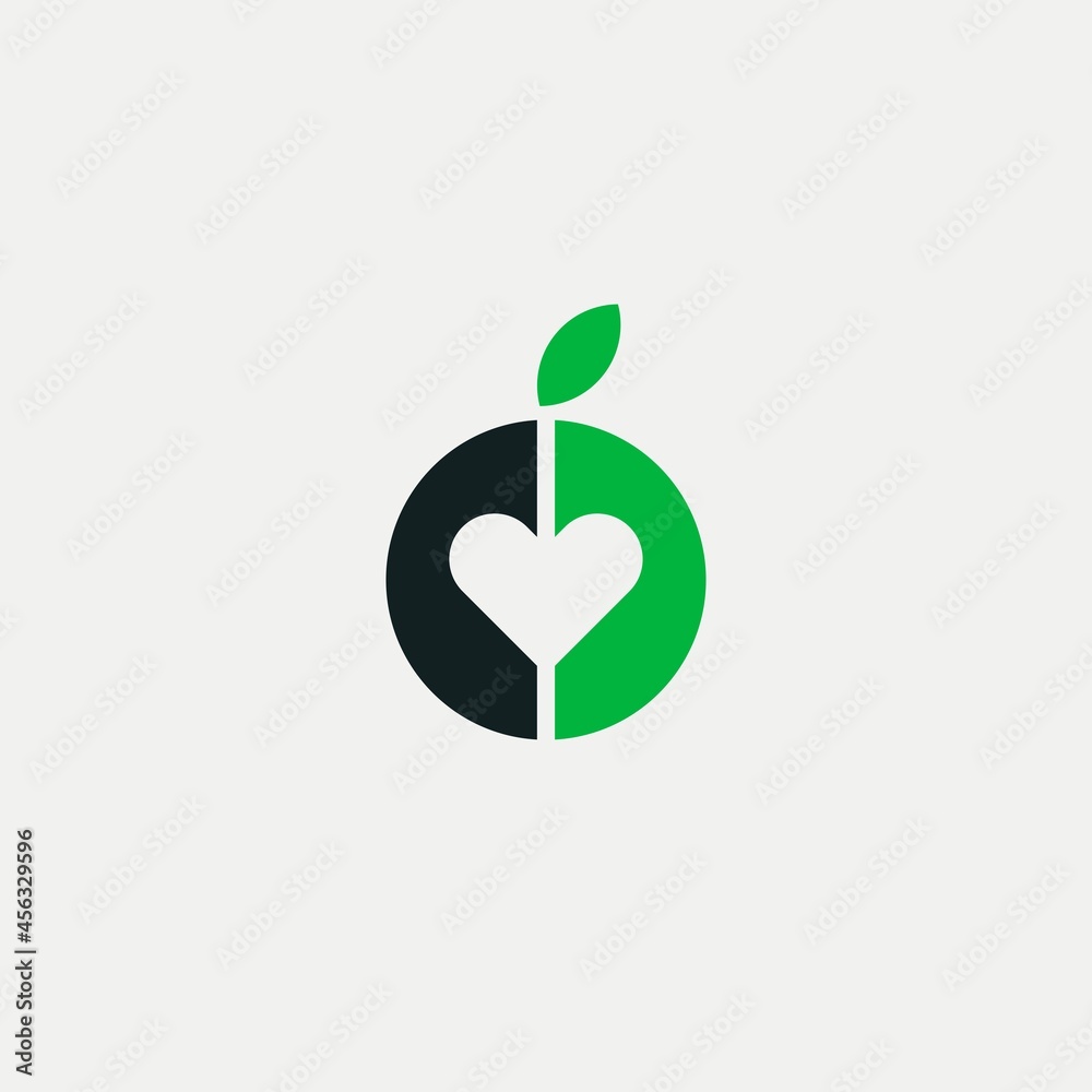 Fototapeta premium abstract logo silhouette heart divided in half with overgrown leaves. heart icon with leaves.