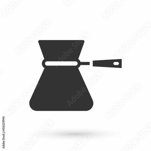 Grey Coffee turk icon isolated on white background. Coffee cezve. Vector