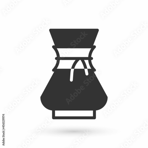 Grey Pour over coffee maker icon isolated on white background. Alternative methods of brewing coffee. Coffee culture. Vector
