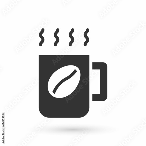Grey Coffee cup icon isolated on white background. Tea cup. Hot drink coffee. Vector