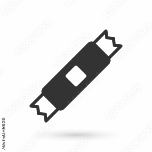 Grey Sugar stick packets icon isolated on white background. Blank individual package for bulk food products as coffee, salt, spices. Vector