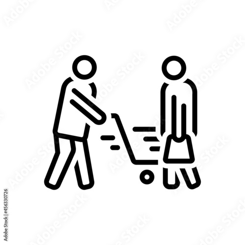Black line icon for shoppers