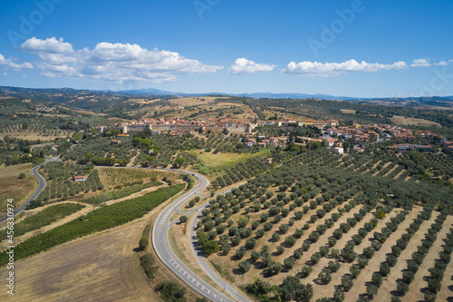 aerial view of the medieval town of Magliano in Tuscany
