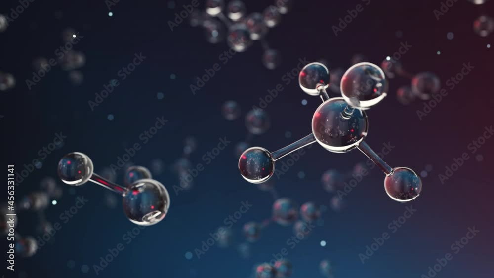 Chemical molecule with dark background, 3d rendering.