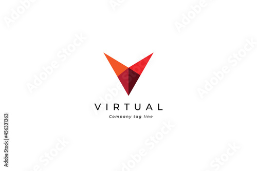 Letter V creative and simple technological electric modern business logo
