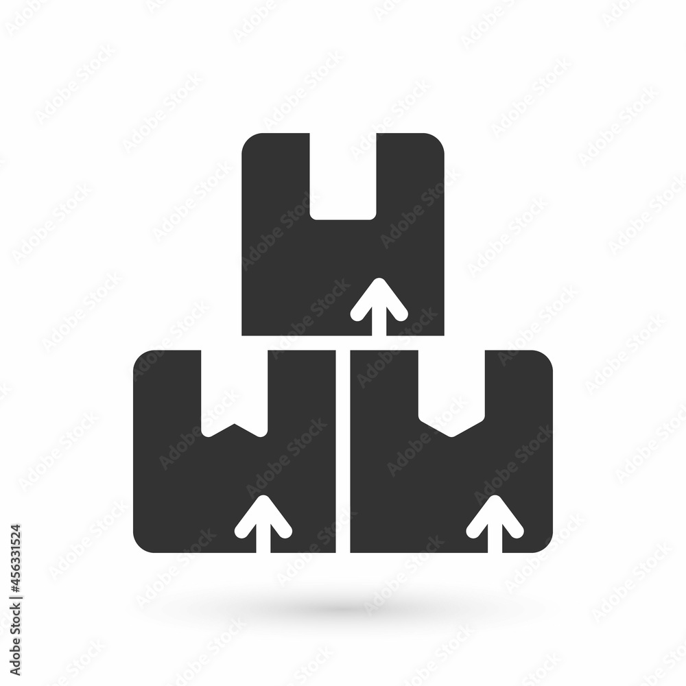 Grey Carton cardboard box icon isolated on white background. Box, package, parcel sign. Delivery and packaging. Vector Grey Carton cardboard box icon isolated on white background. Box, package, parcel sign. Delivery and packaging. Vector