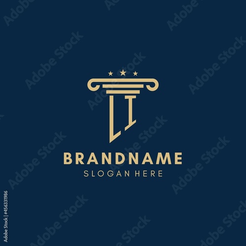 LI monogram initial logo with pillar and stars, best design for legal firm