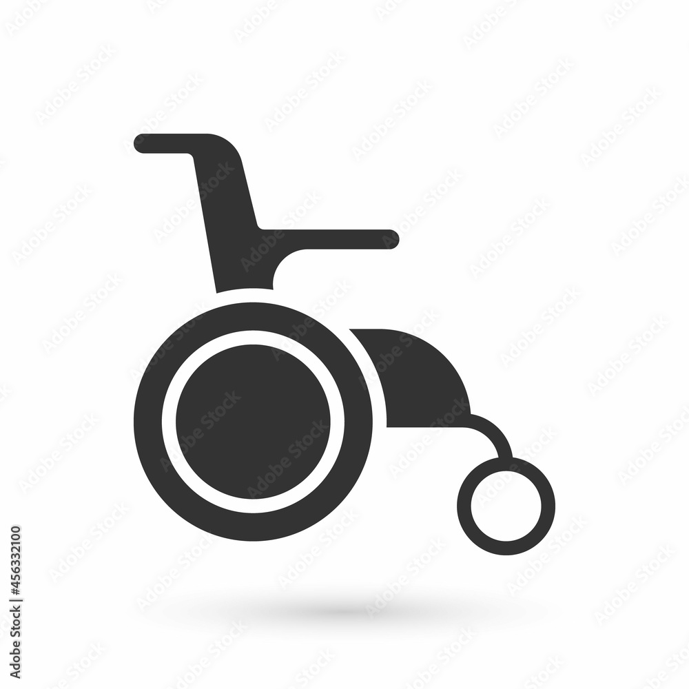 Grey Wheelchair for disabled person icon isolated on white background. Vector Grey Wheelchair for disabled person icon isolated on white background. Vector