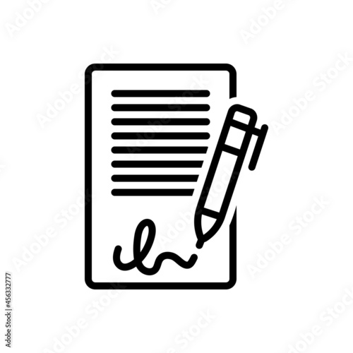 Black line icon for signatures pen