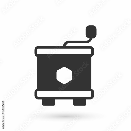 Grey Honey extractor icon isolated on white background. Mechanical device for honey extraction from honeycombs. Vector