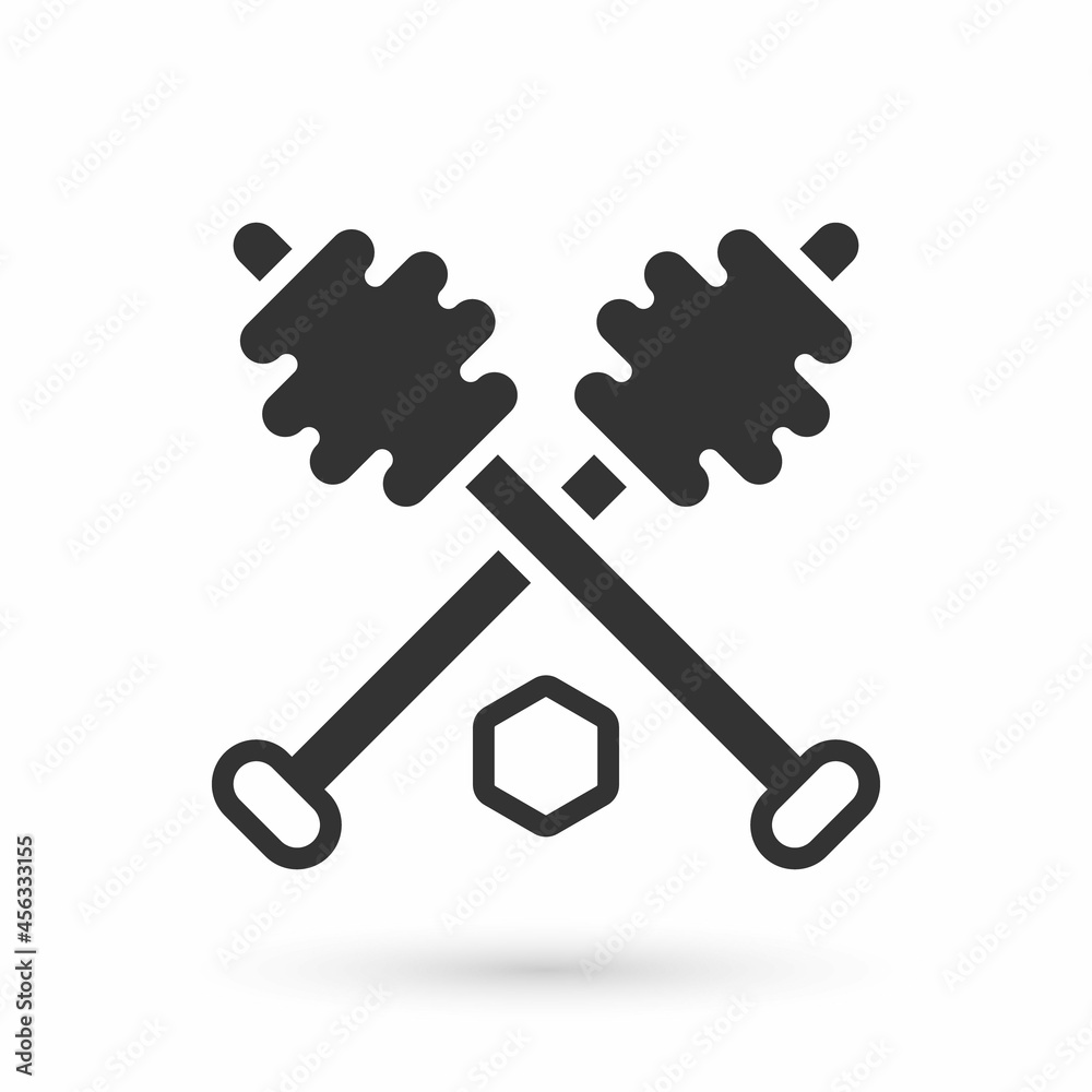 Grey Honey dipper stick icon isolated on white background. Honey ladle. Vector Grey Honey dipper stick icon isolated on white background. Honey ladle. Vector