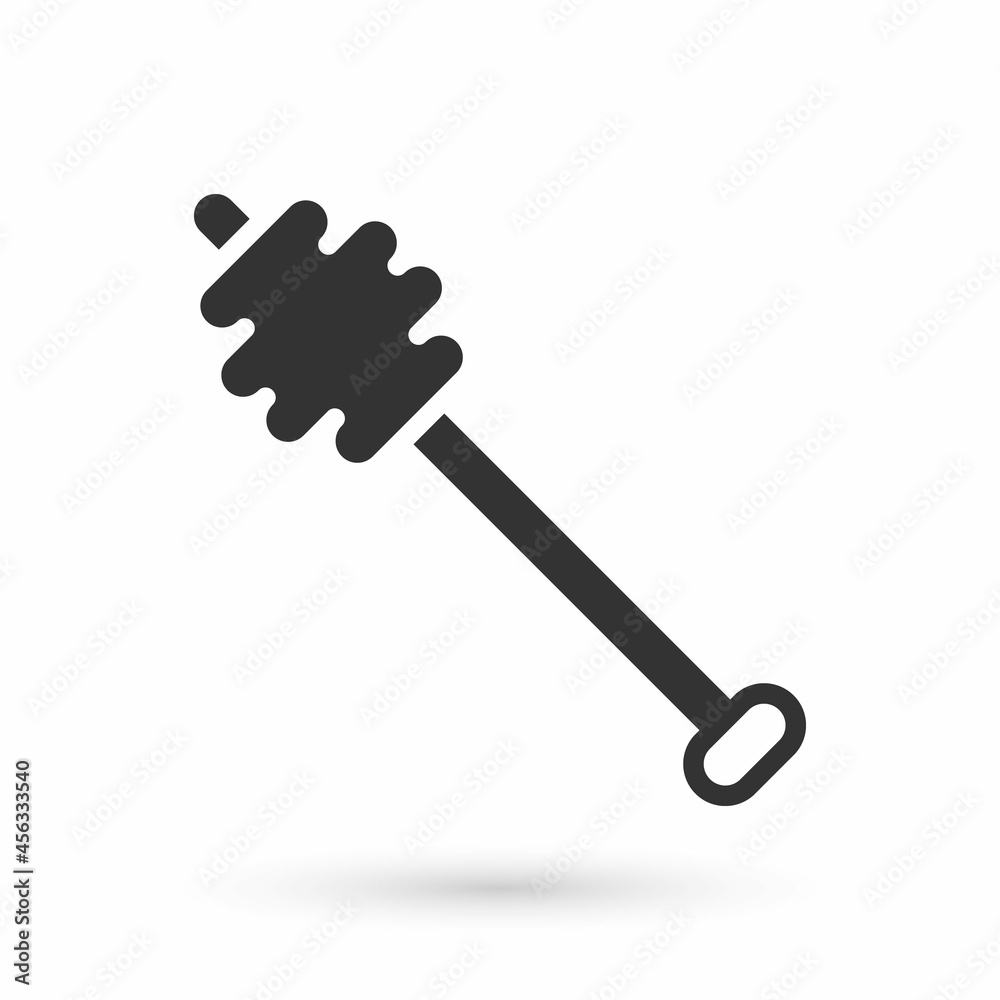 Grey Honey dipper stick icon isolated on white background. Honey ladle. Vector Grey Honey dipper stick icon isolated on white background. Honey ladle. Vector