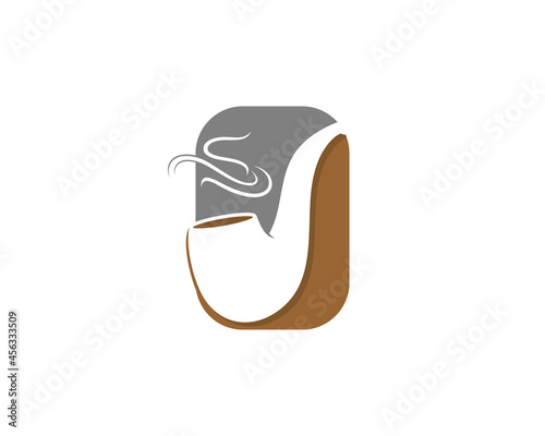 O Letter with smoking pipe inside the O letter