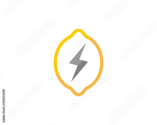Lemon fruits with power energy symbol in the middle