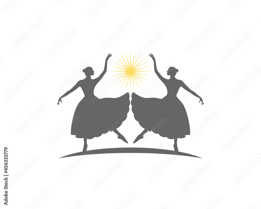 Fototapeta premium Woman ballerina silhouette face to face illustration