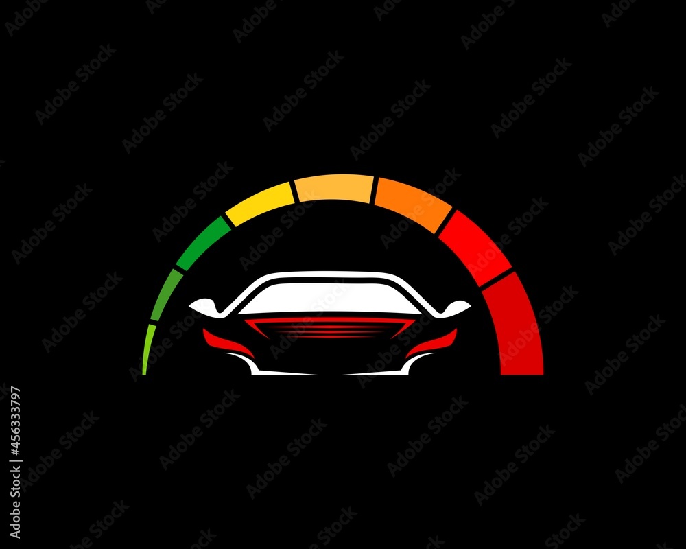 Sports car silhouette with speedometer on the top