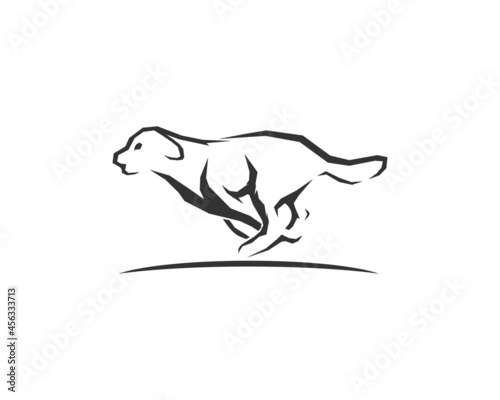 Running dog silhouette vector illustration logo