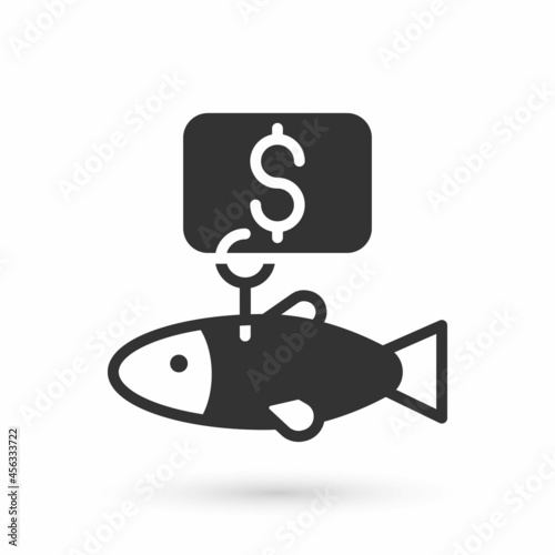 Grey Price tag for fish icon isolated on white background. Vector