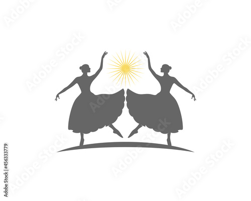 Woman ballerina silhouette face to face illustration