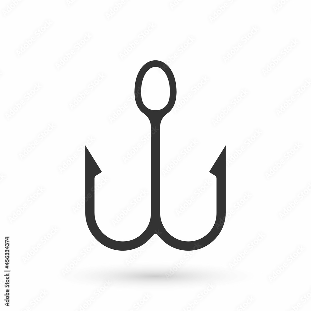 Grey Fishing hook icon isolated on white background. Fishing tackle. Vector Grey Fishing hook icon isolated on white background. Fishing tackle. Vector