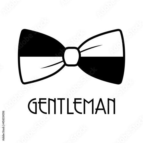 Logotipo con texto Gentleman con silueta de corbatín en color negro