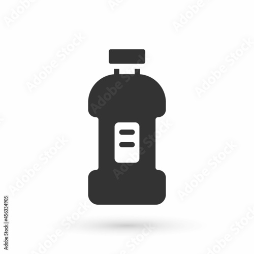Grey Plastic bottle for laundry detergent, bleach, dishwashing liquid or another cleaning agent icon isolated on white background. Vector