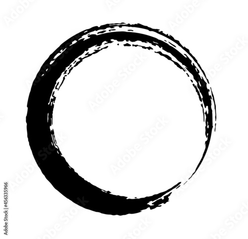 筆による丸い円形の和風素材