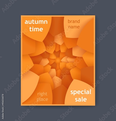 Autumn time. Fall composition from stylized leaves. Modern abstract banner. Vector template