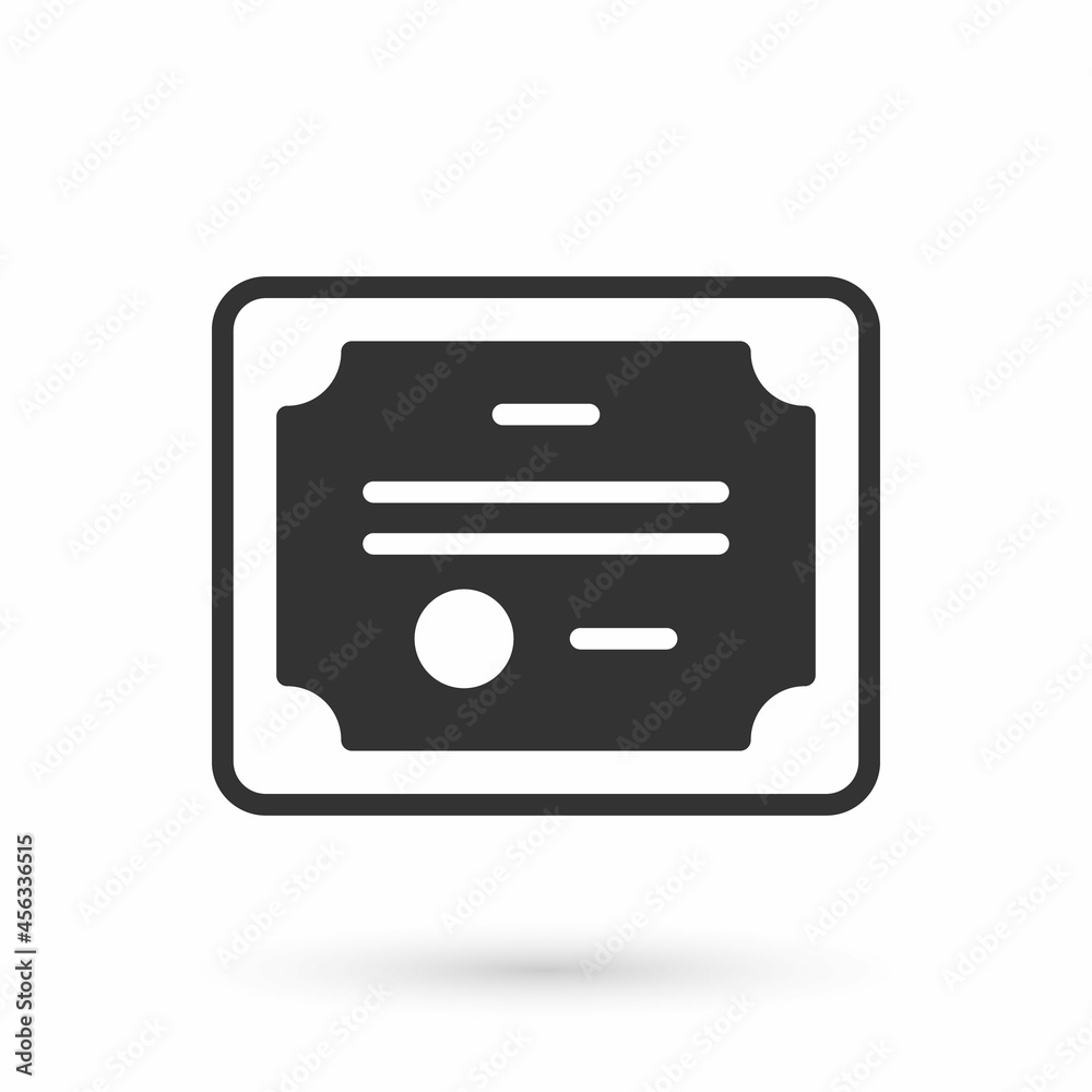 Grey Certificate template icon isolated on white background. Achievement, award, degree, grant, diploma concepts. Vector Grey Certificate template icon isolated on white background. Achievement, award, degree, grant, diploma concepts. Vector