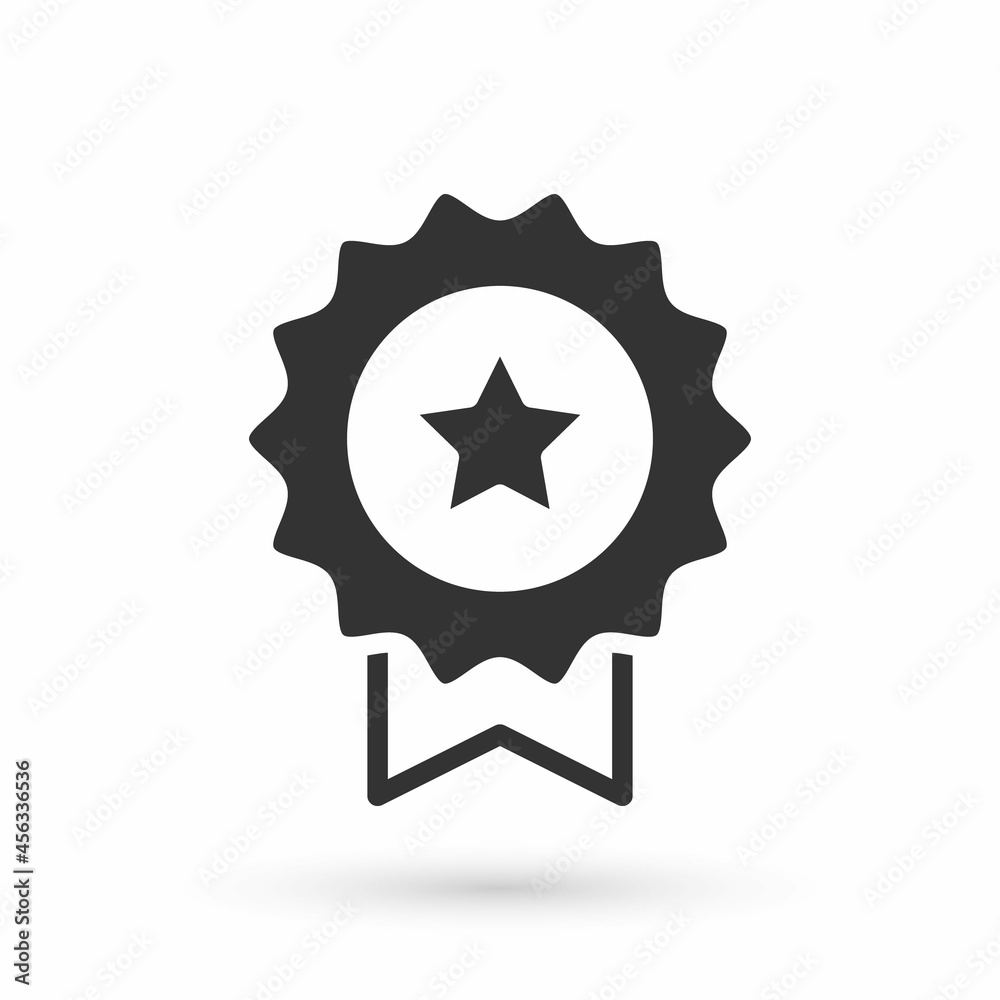 Grey Medal with star icon isolated on white background. Winner achievement sign. Award medal. Vector Grey Medal with star icon isolated on white background. Winner achievement sign. Award medal. Vector