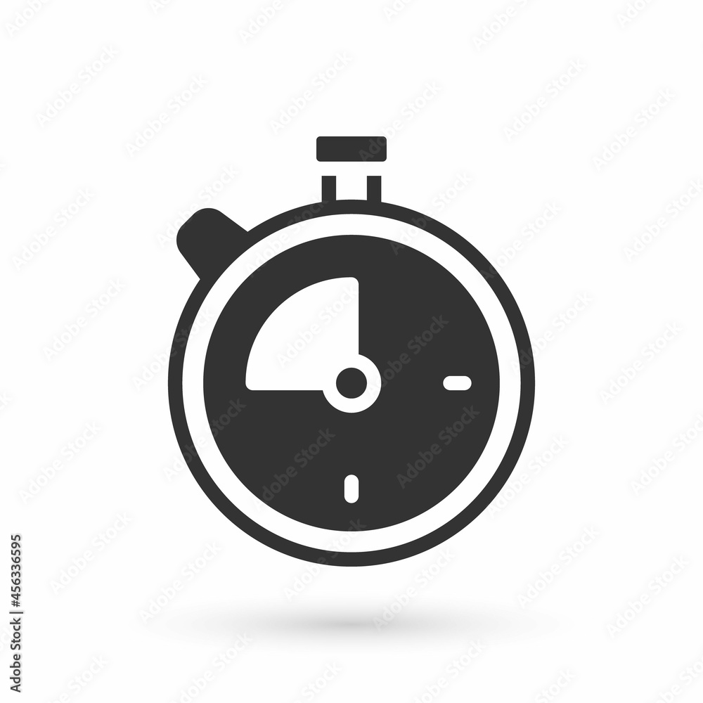 Grey Stopwatch icon isolated on white background. Time timer sign. Chronometer sign. Vector Grey Stopwatch icon isolated on white background. Time timer sign. Chronometer sign. Vector