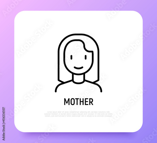 Smiling woman thin line icon. Modern vector illustration of avatar.