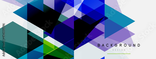 Color triangles composition, geometric abstract background. Techno or business concept, pattern for wallpaper, banner, background, landing page