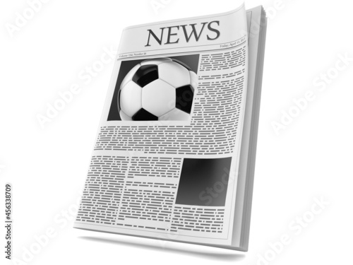 Soccer ball inside newspaper