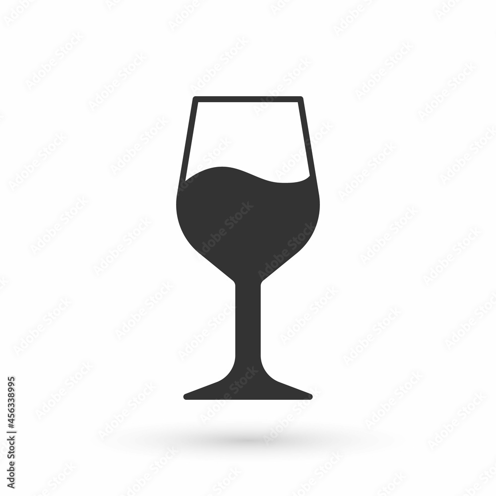 Grey Wine glass icon isolated on white background. Wineglass sign. Vector Grey Wine glass icon isolated on white background. Wineglass sign. Vector