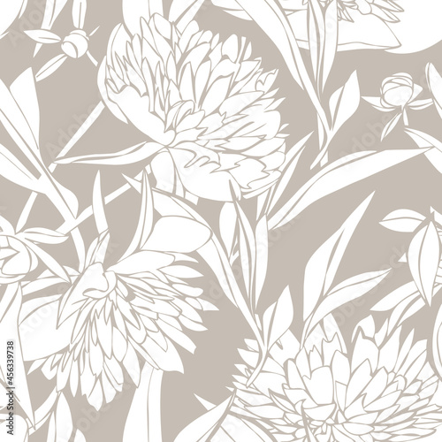 Peonies Seamless Pattern