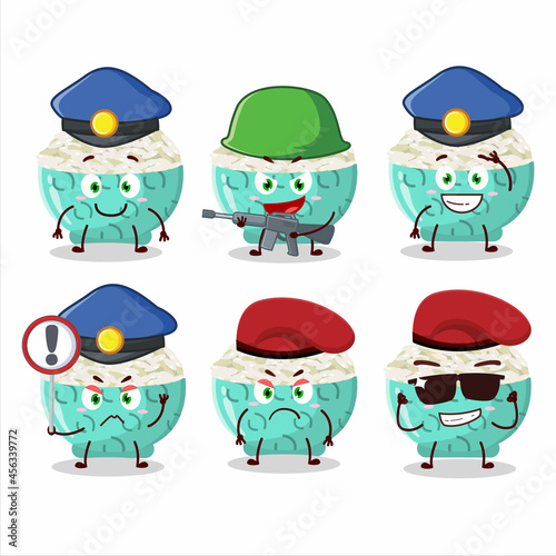 A dedicated Police officer of risotto rice mascot design style
