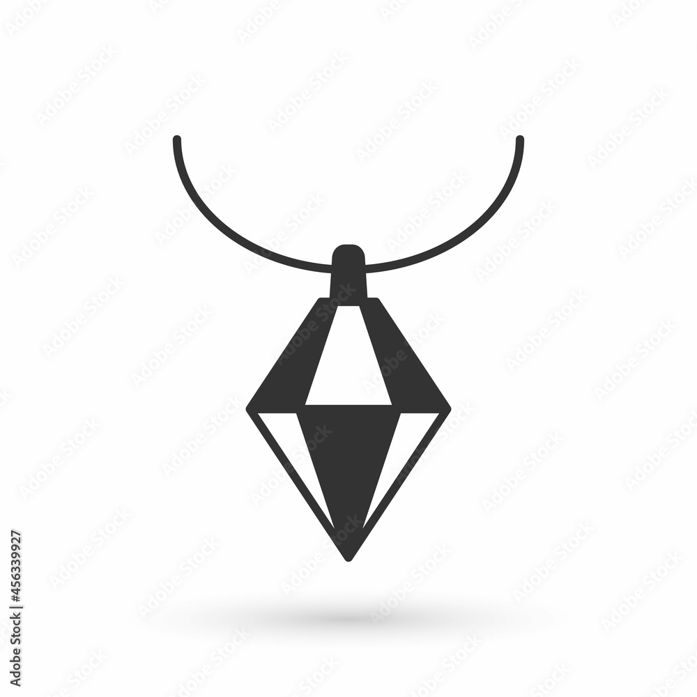 Grey Pendant on necklace icon isolated on white background. Vector Grey Pendant on necklace icon isolated on white background. Vector