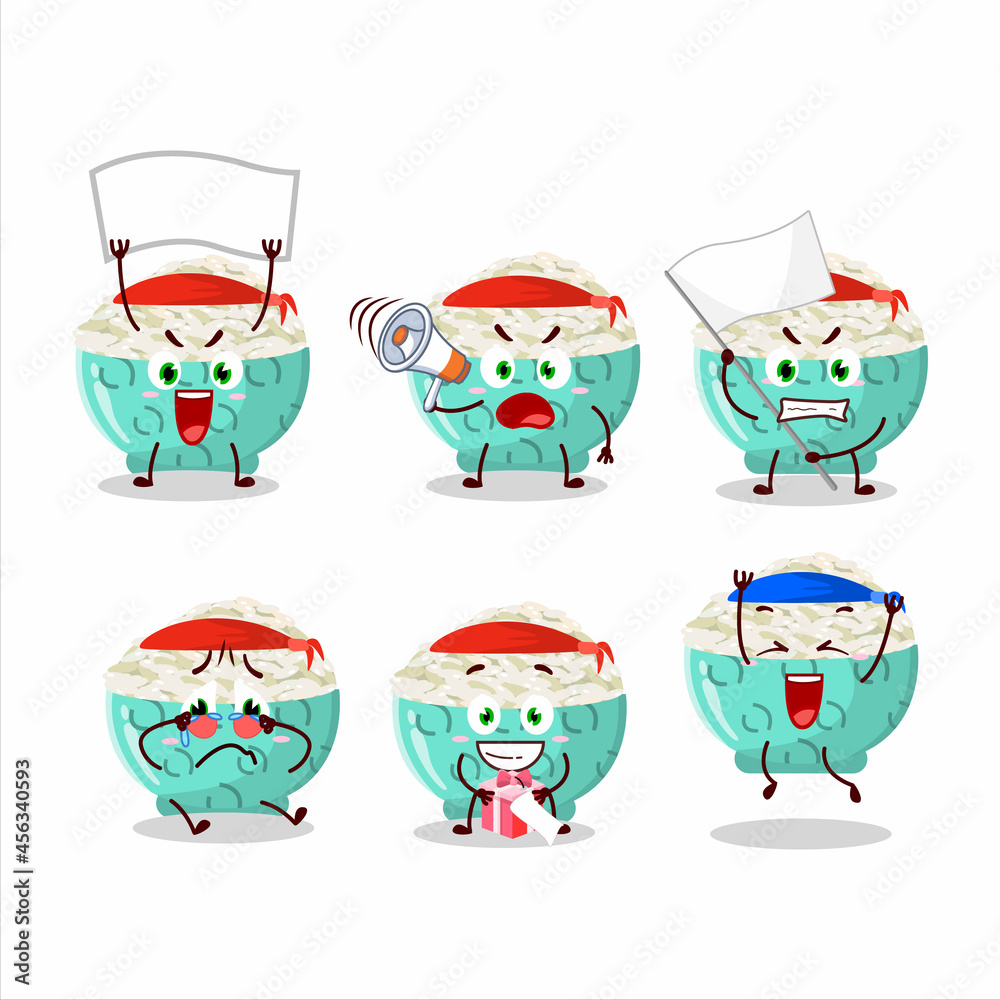 Mascot design style of risotto rice character as an attractive supporter Mascot design style of risotto rice character as an attractive supporter