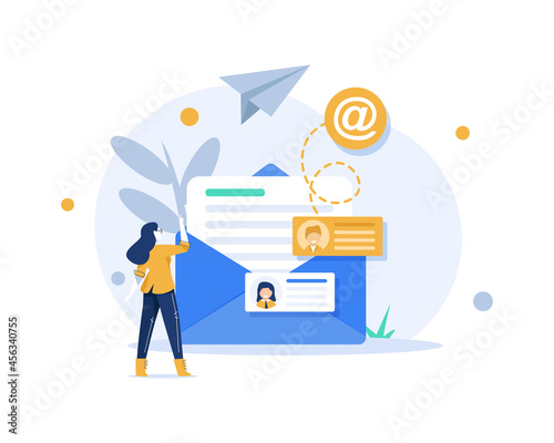 Email and messaging,Email marketing campaign,Working process, New email message,flat design icon vector illustration photo