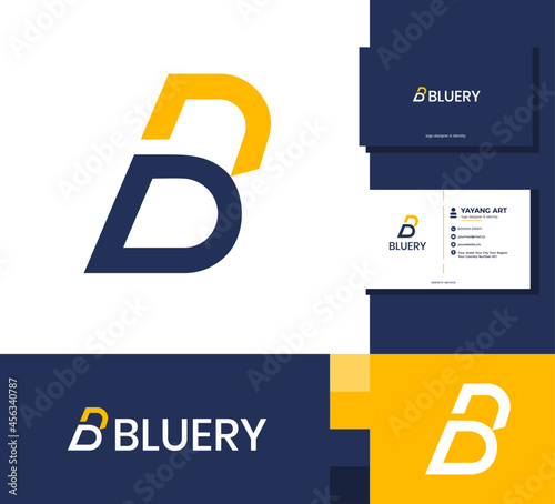 Letter B Logo Identity. Initial B Logo Simple and Flat Minimalist Monogram logo identity Abstract. Premium logo vector for Business and Brand Identity. Free Business card