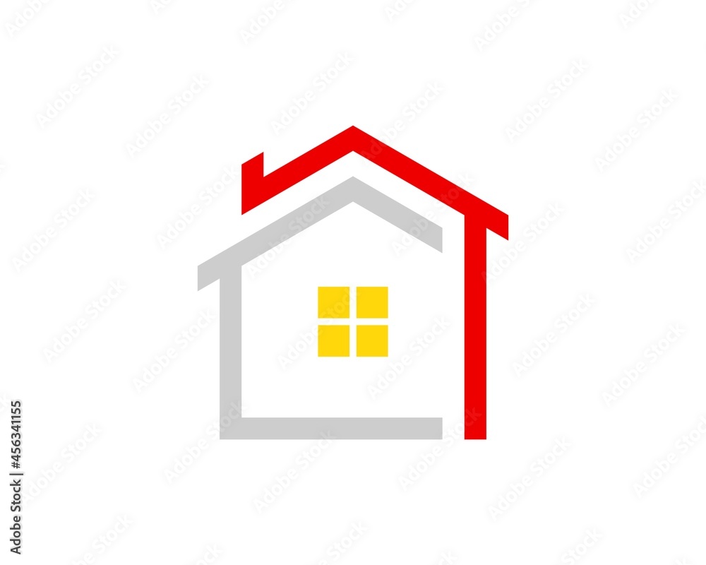 Abstract and simple house with red and silver colors Abstract and simple house with red and silver colors