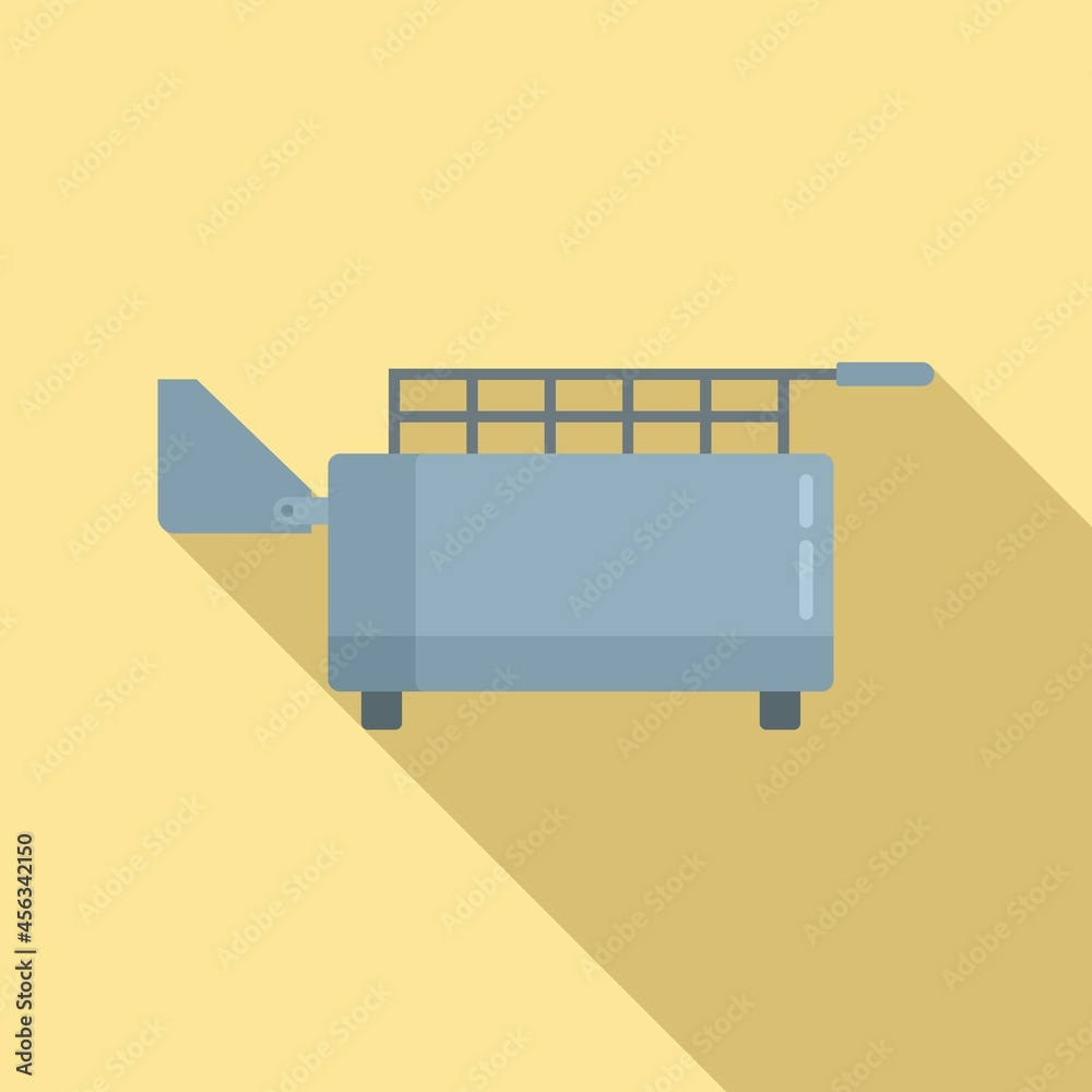 Kitchen deep fryer icon flat vector. Fry basket Kitchen deep fryer icon flat vector. Fry basket