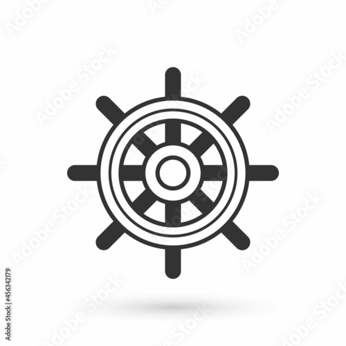 Grey Ship steering wheel icon isolated on white background. Vector