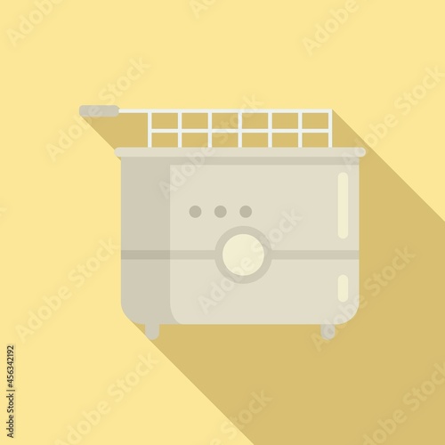 Food fry machine icon flat vector. Deeo fryer