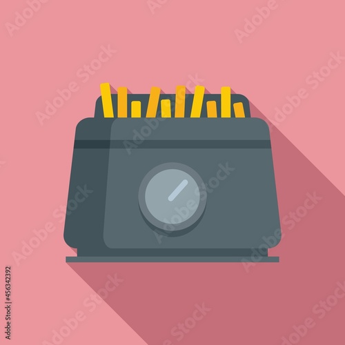 Fry appliance icon flat vector. Deep fryer