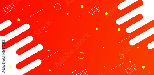 Abstract flat orange color and yellow geometric shapes background Premium Vector 