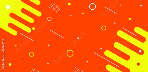 Abstract flat orange color and yellow geometric shapes background Premium Vector 