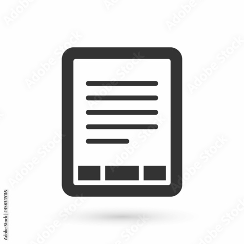 Grey E-Book reader icon isolated on white background. Vector