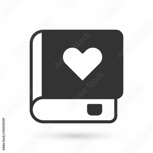 Grey Romance book icon isolated on white background. Vector